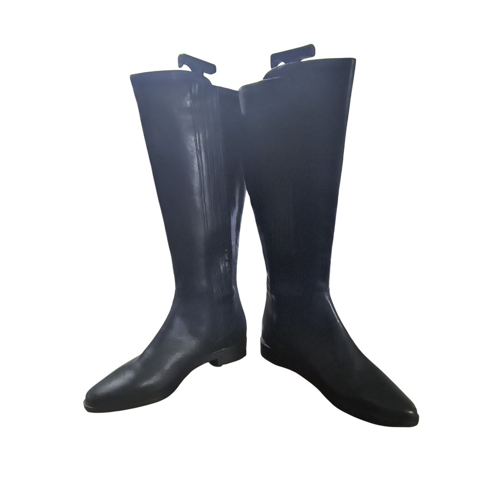 NWOT Calvin Klein Black Leather Finley Wide Calf Knee High Boots US 7.5‎
